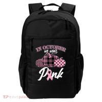In October We Wear Pink Pattern Pumpkins Breast Cancer Awareness Backpack thumb 0