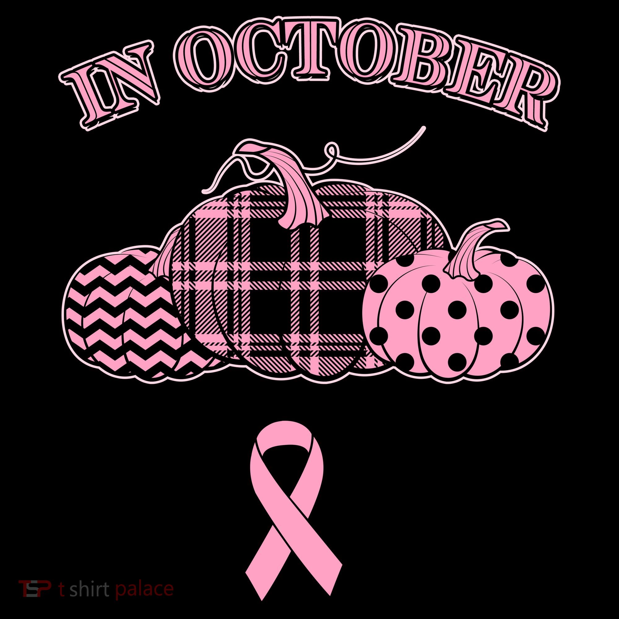 In October We Wear Pink Pattern Pumpkins Breast Cancer Awareness Coffee Mug