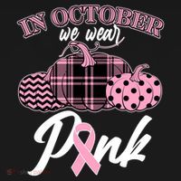In October We Wear Pink Pattern Pumpkins Breast Cancer Awareness Women's Hoodie thumb 2