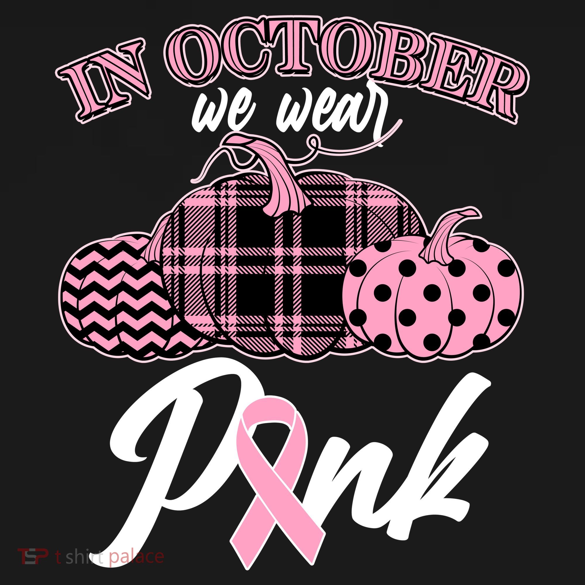 In October We Wear Pink Pattern Pumpkins Breast Cancer Awareness Women's Hoodie