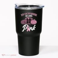 In October We Wear Pink Pattern Pumpkins Breast Cancer Awareness Tumbler thumb 0