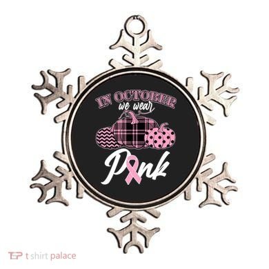 In October We Wear Pink Pattern Pumpkins Breast Cancer Awareness Ornament