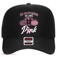 In October We Wear Pink Pattern Pumpkins Breast Cancer Awareness Hat thumb 0