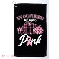 In October We Wear Pink Pattern Pumpkins Breast Cancer Awareness Golf Towel thumb 0
