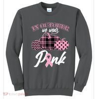 In October We Wear Pink Pattern Pumpkins Breast Cancer Awareness Sweatshirt thumb 0