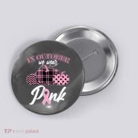 In October We Wear Pink Pattern Pumpkins Breast Cancer Awareness Button thumb 0