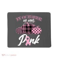 In October We Wear Pink Pattern Pumpkins Breast Cancer Awareness Mousepad thumb 0
