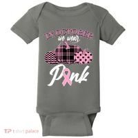 In October We Wear Pink Pattern Pumpkins Breast Cancer Awareness Baby Bodysuit thumb 0