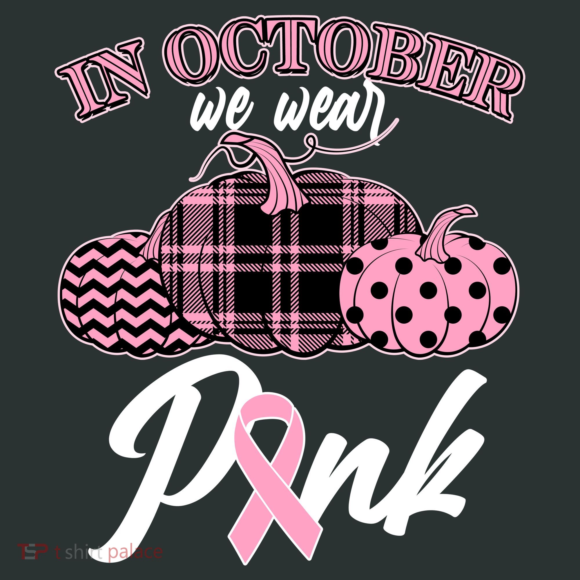In October We Wear Pink Pattern Pumpkins Breast Cancer Awareness Baby Bodysuit