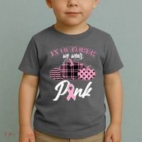 In October We Wear Pink Pattern Pumpkins Breast Cancer Awareness Toddler T-Shirt thumb 2