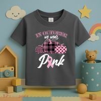 In October We Wear Pink Pattern Pumpkins Breast Cancer Awareness Toddler T-Shirt thumb 3