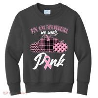 In October We Wear Pink Pattern Pumpkins Breast Cancer Awareness Kids Sweatshirt thumb 0