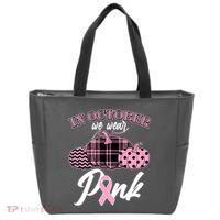In October We Wear Pink Pattern Pumpkins Breast Cancer Awareness Tote Bag thumb 0