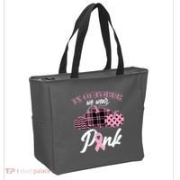 In October We Wear Pink Pattern Pumpkins Breast Cancer Awareness Tote Bag thumb 2
