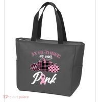 In October We Wear Pink Pattern Pumpkins Breast Cancer Awareness Tote Bag thumb 3