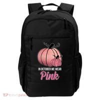 In October We Wear Pink Breast Cancer Pumpkin Backpack thumb 0