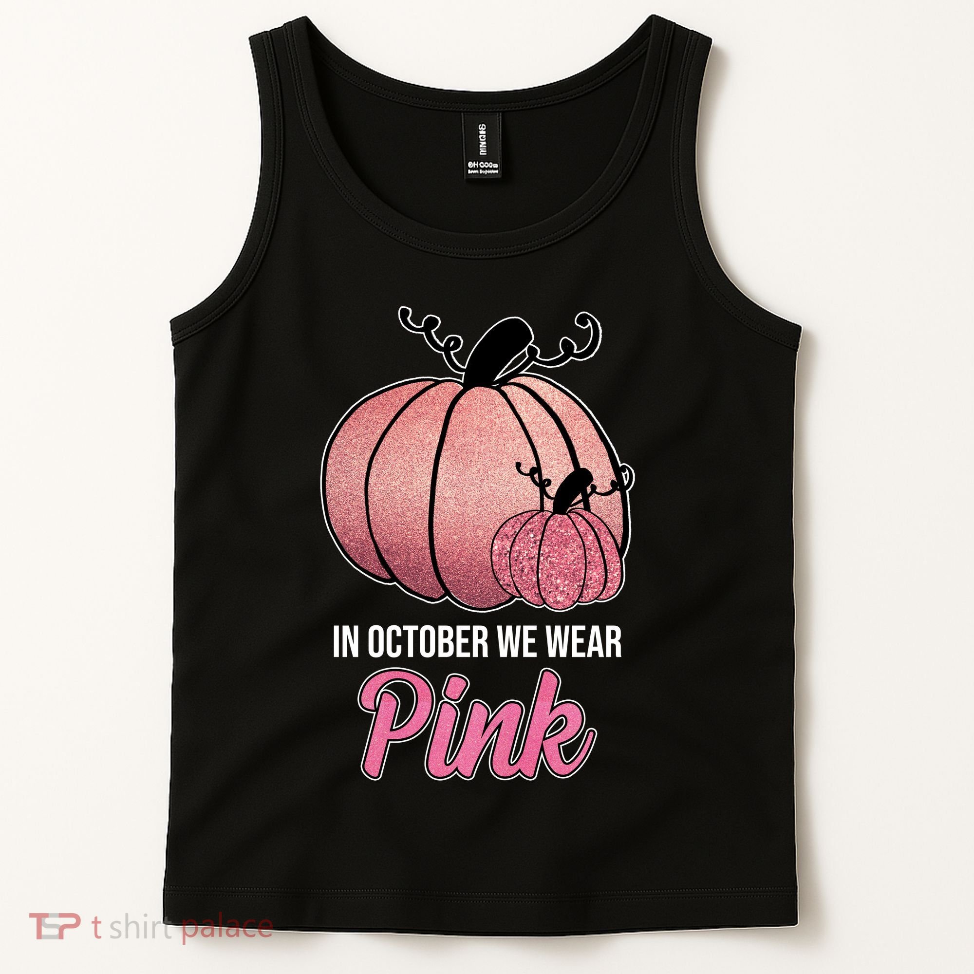 In October We Wear Pink Breast Cancer Pumpkin Tank Top