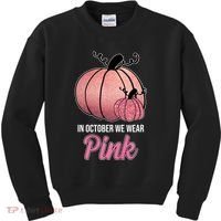 In October We Wear Pink Breast Cancer Pumpkin Kids Sweatshirt thumb 0
