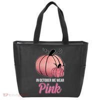 In October We Wear Pink Breast Cancer Pumpkin Tote Bag thumb 0