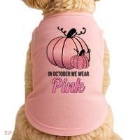 In October We Wear Pink Breast Cancer Pumpkin Doggie Tank thumb 0