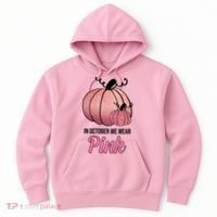 In October We Wear Pink Breast Cancer Pumpkin Hoodie thumb 0