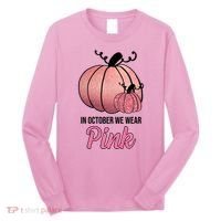 In October We Wear Pink Breast Cancer Pumpkin Long Sleeve Shirt thumb 0