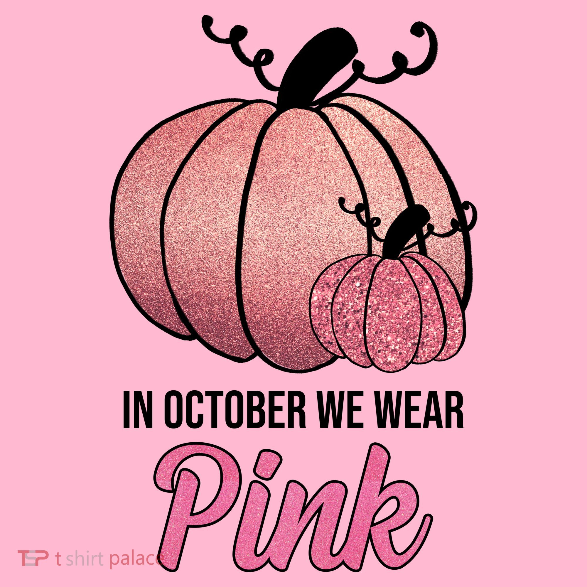 In October We Wear Pink Breast Cancer Pumpkin T-Shirt