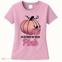 In October We Wear Pink Breast Cancer Pumpkin Women's T-Shirt thumb 0