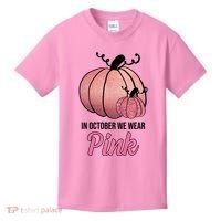 In October We Wear Pink Breast Cancer Pumpkin Kids T-Shirt thumb 0