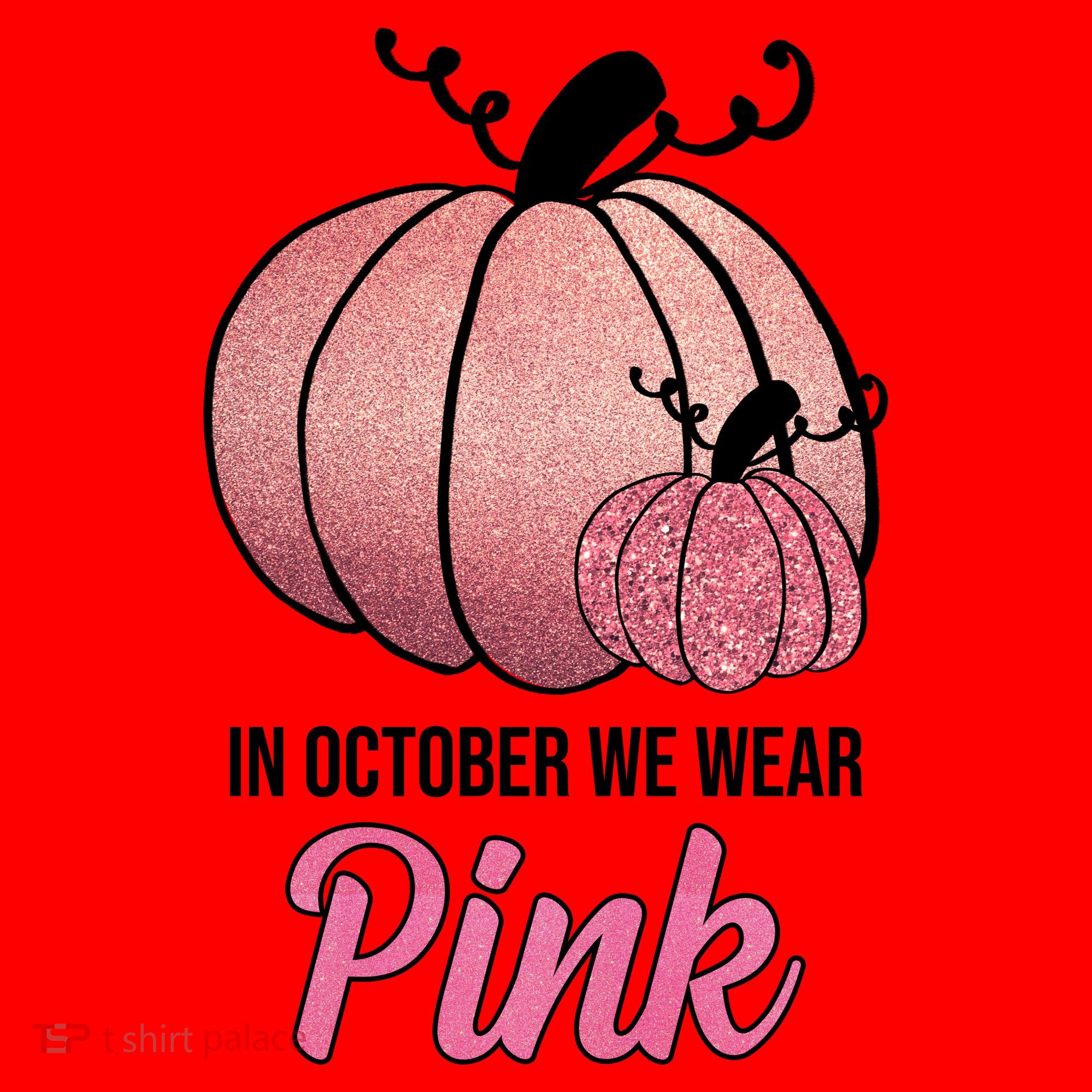 In October We Wear Pink Breast Cancer Pumpkin Santa Hat