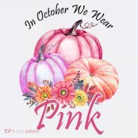 In October We Wear Pink Pumpkin Floral Breast Cancer T-Shirt thumb 7