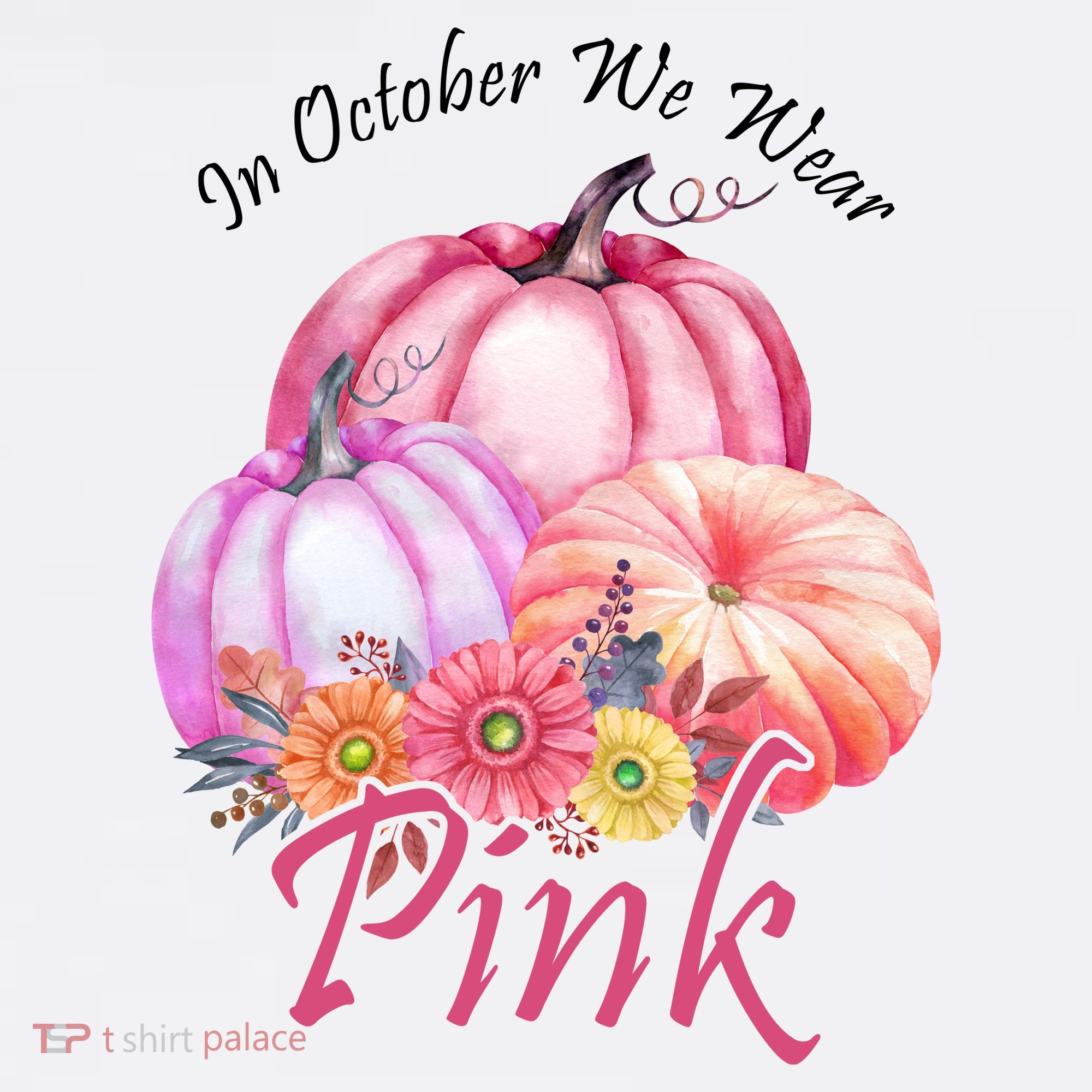 In October We Wear Pink Pumpkin Floral Breast Cancer Women's Hoodie