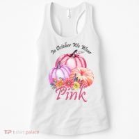 In October We Wear Pink Pumpkin Floral Breast Cancer Women's Tank Top thumb 0