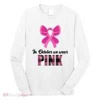 In October We Wear Pink Plaid Ribbon Long Sleeve Shirt thumb 0