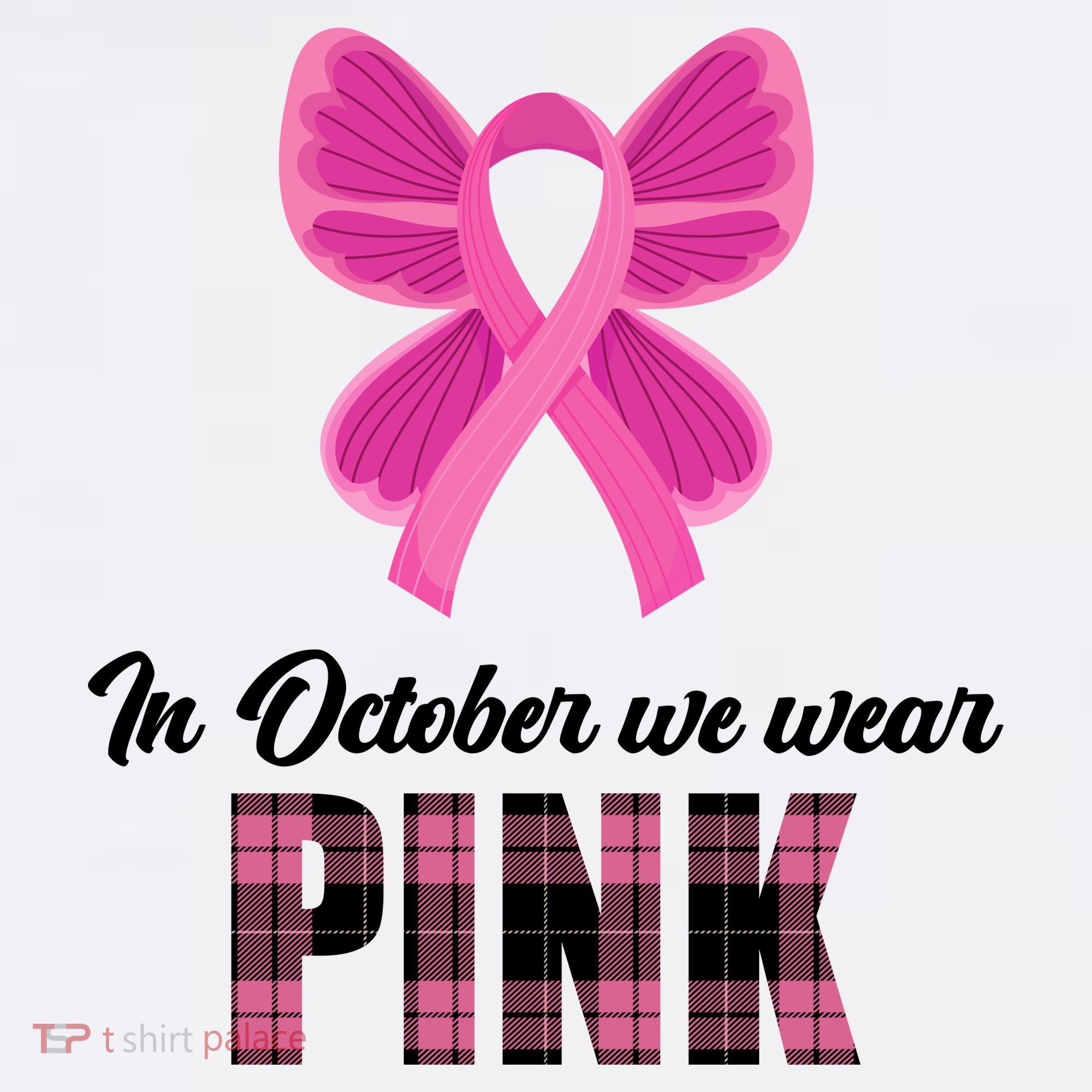 In October We Wear Pink Plaid Ribbon Sweatshirt