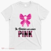 In October We Wear Pink Plaid Ribbon T-Shirt thumb 0