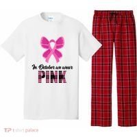 In October We Wear Pink Plaid Ribbon Pajama Set thumb 0