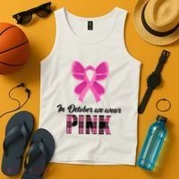 In October We Wear Pink Plaid Ribbon Tank Top thumb 4
