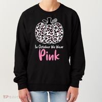 In October We Wear Pink Cheetah Pumpkin Breast Cancer Women's Sweatshirt thumb 0