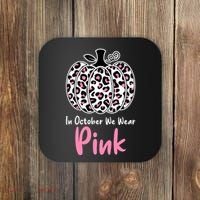 In October We Wear Pink Cheetah Pumpkin Breast Cancer Coaster thumb 0