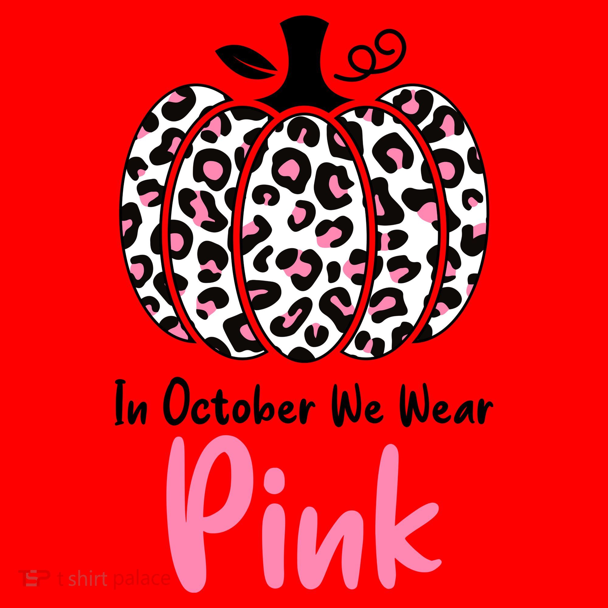In October We Wear Pink Cheetah Pumpkin Breast Cancer Santa Hat