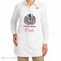 In October We Wear Pink Cheetah Pumpkin Breast Cancer Apron thumb 2