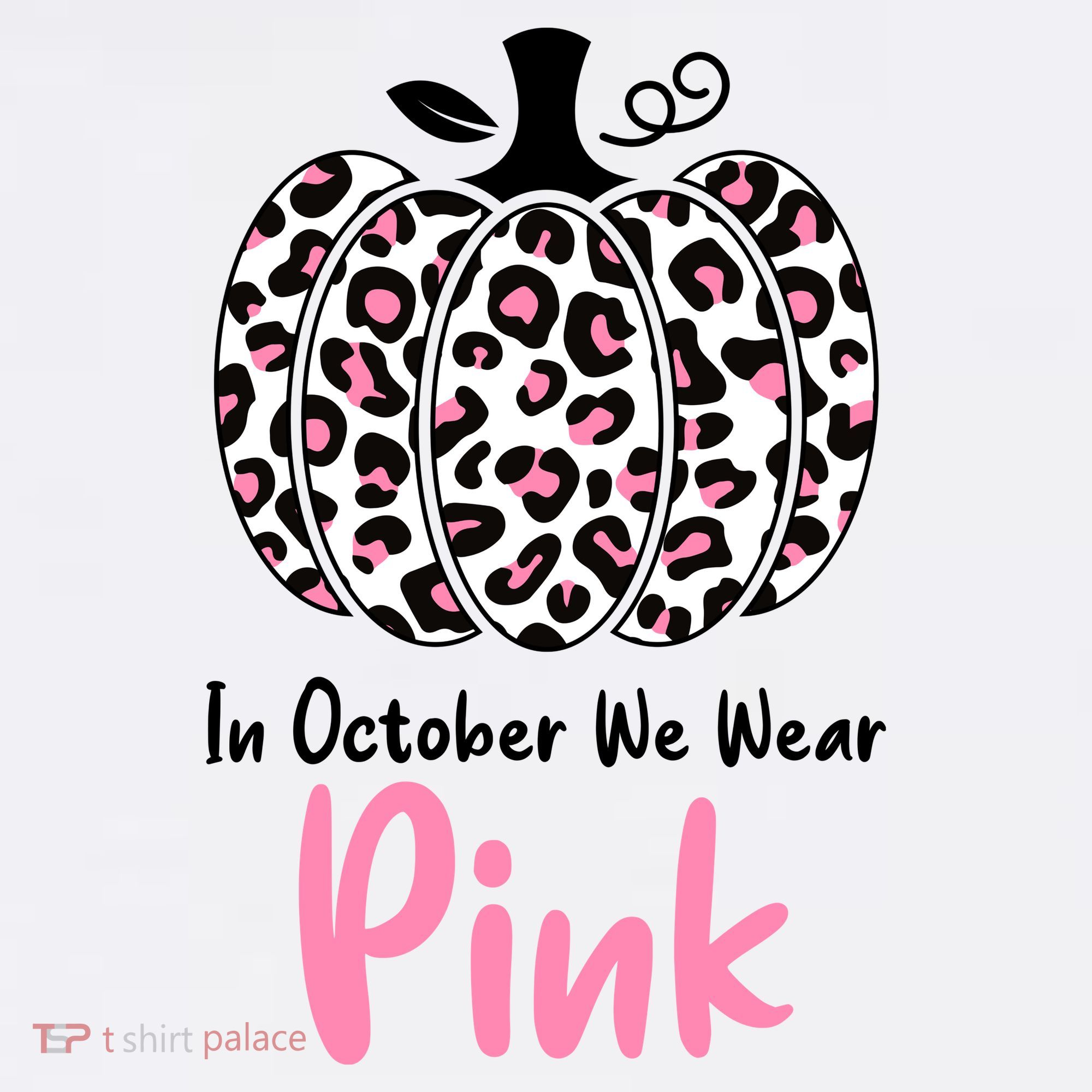 In October We Wear Pink Cheetah Pumpkin Breast Cancer T-Shirt