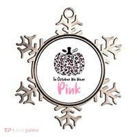 In October We Wear Pink Cheetah Pumpkin Breast Cancer Ornament thumb 0