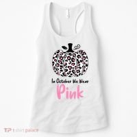 In October We Wear Pink Cheetah Pumpkin Breast Cancer Women's Tank Top thumb 0