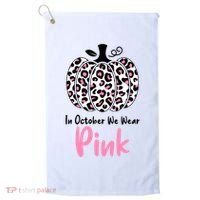In October We Wear Pink Cheetah Pumpkin Breast Cancer Golf Towel thumb 0