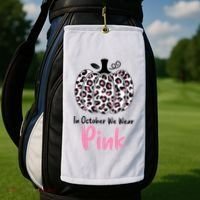 In October We Wear Pink Cheetah Pumpkin Breast Cancer Golf Towel thumb 2