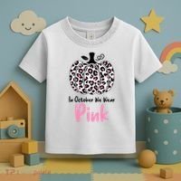 In October We Wear Pink Cheetah Pumpkin Breast Cancer Toddler T-Shirt thumb 3