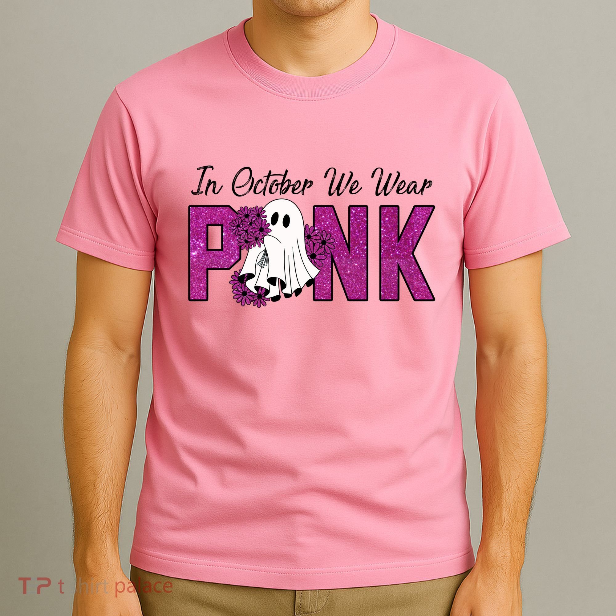 In October We Wear Pink Breast Cancer Awareness Halloween T-Shirt