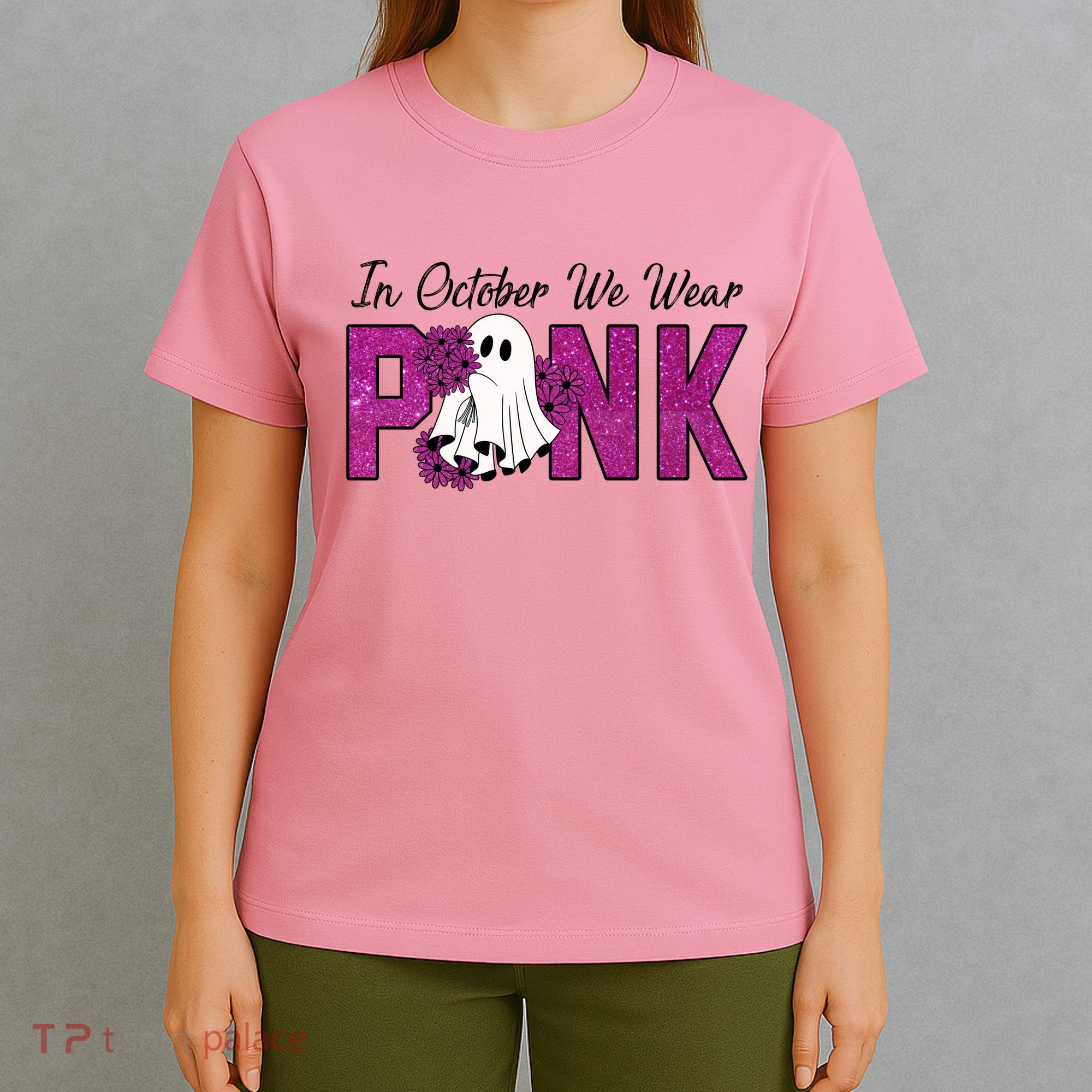 In October We Wear Pink Breast Cancer Awareness Halloween T-Shirt